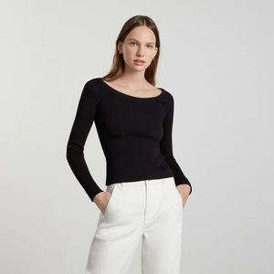 Everlane NWT Ribbed Scoop Neck LS - Black, S